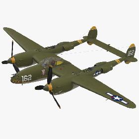 Lockheed P-38 Lightning US WWII Fighter Rigged 3D model